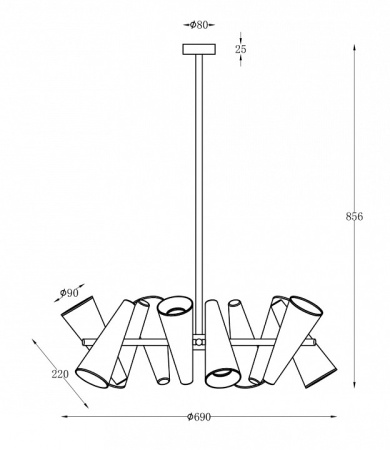 Фото Люстра на штанге Maytoni Giro MOD095PL-10BS