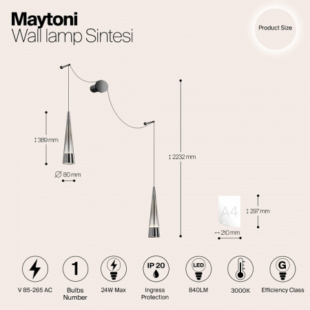 Открыть Бра Maytoni Sintesi P090WL-L24CH3K Фото Бра Maytoni Sintesi P090WL-L24CH3K