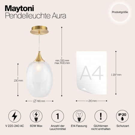 Фото Подвесной светильник Maytoni Aura MOD016PL-01BS