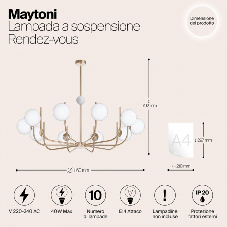 Фото Люстра на штанге Maytoni Rendez-vous MOD109PL-10BS