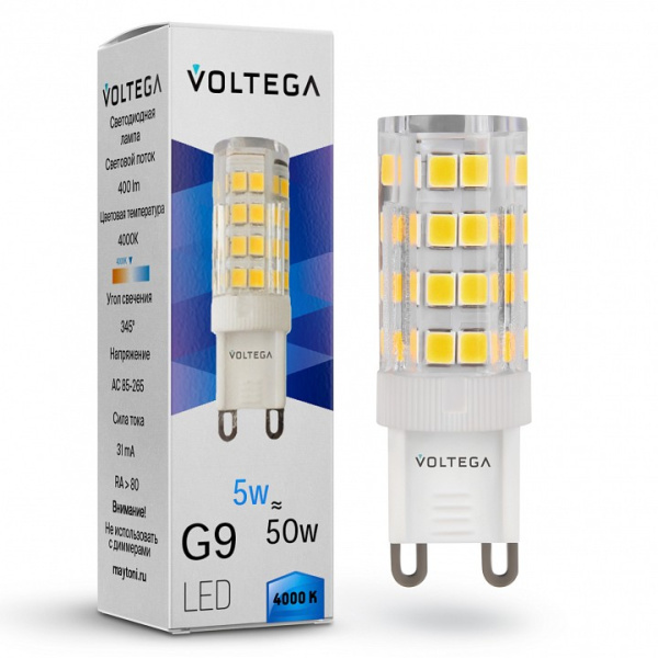 Открыть Лампа светодиодная Voltega Capsule G9 G9 5Вт 4000K 7186 Фото Лампа светодиодная Voltega Capsule G9 G9 5Вт 4000K 7186