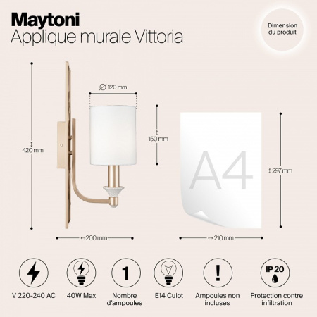 Открыть Бра Maytoni Vittoria H005WL-01BG Фото Бра Maytoni Vittoria H005WL-01BG