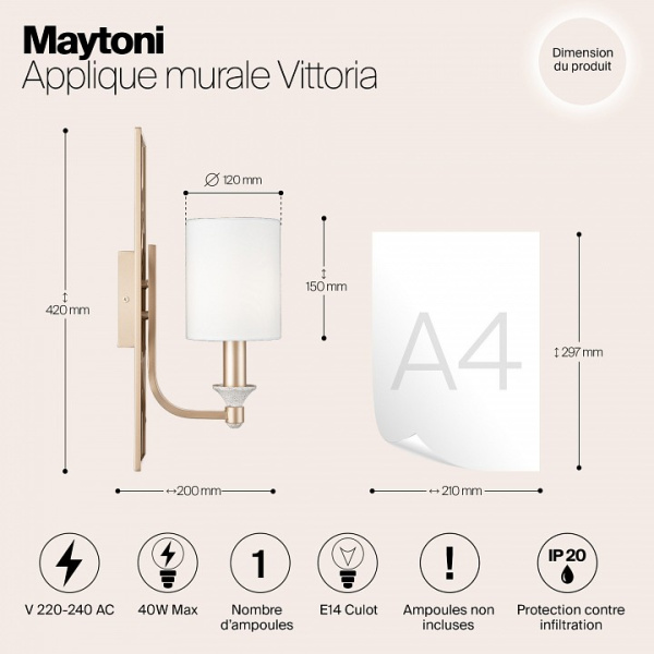 Фото Бра Maytoni Vittoria H005WL-01BG