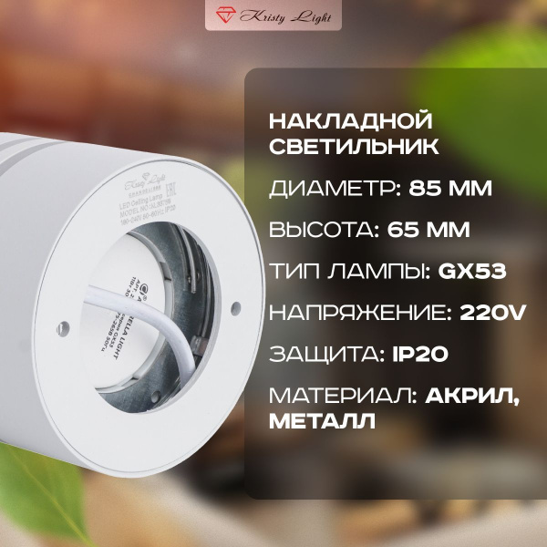 Фото Светильник потолочный накладной Kristy Light KL3375 GX53