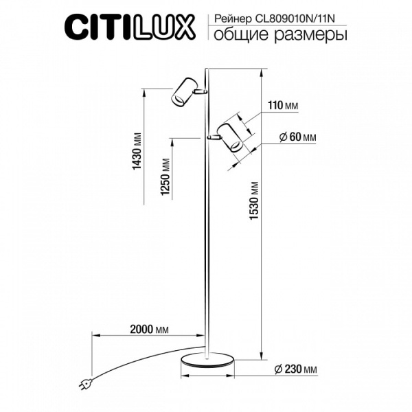 Фото Торшер Citilux Twin CL809010N