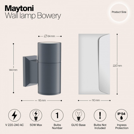 Открыть Светильник на штанге Maytoni Bowery O574WL-01GR Фото Светильник на штанге Maytoni Bowery O574WL-01GR