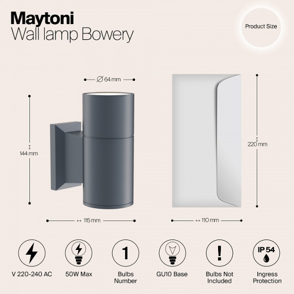 Фото Светильник на штанге Maytoni Bowery O574WL-01GR