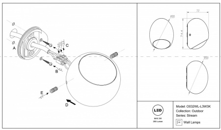 Фото Накладной светильник Maytoni Stream O032WL-L3W3K