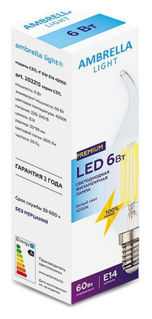 Открыть Лампа светодиодная Ambrella Light C37L E14 6Вт 4200K 202215 Фото Лампа светодиодная Ambrella Light C37L E14 6Вт 4200K 202215