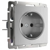Розетка с заземлением, без рамки Werkel серебряный рифленый W1171009