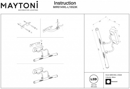 Фото Подсветка для зеркала Maytoni Oculus MIR014WL-L10G3K
