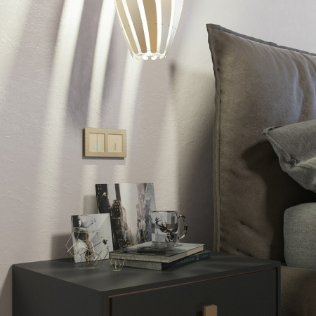 Фото Выключатель двухклавишный с подсветкой без рамки Werkel шампань W4520011