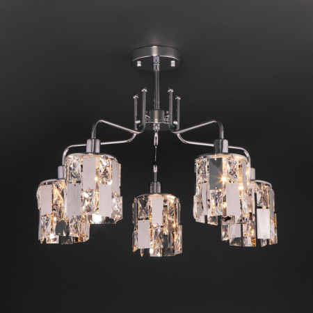 Фото Люстра на штанге Eurosvet Scoppio 10101/5 хром/прозрачный хрусталь Strotskis