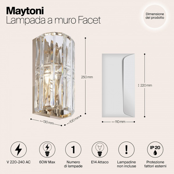 Фото Бра Maytoni Facet MOD094WL-01G