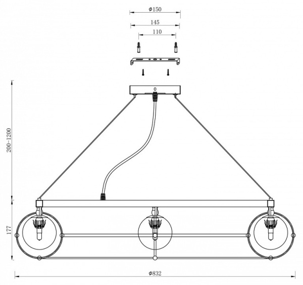 Фото Подвесная люстра Maytoni Carcass MOD312PL-12GCH