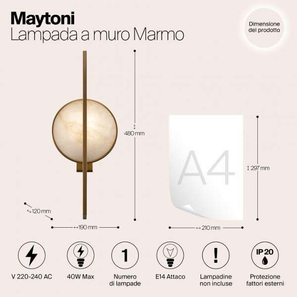 Фото Бра Maytoni Marmo MOD099WL-01G