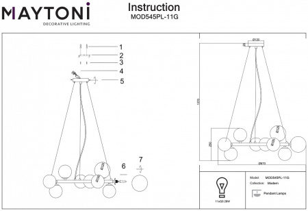 Фото Подвесная люстра Maytoni Dallas MOD545PL-11G