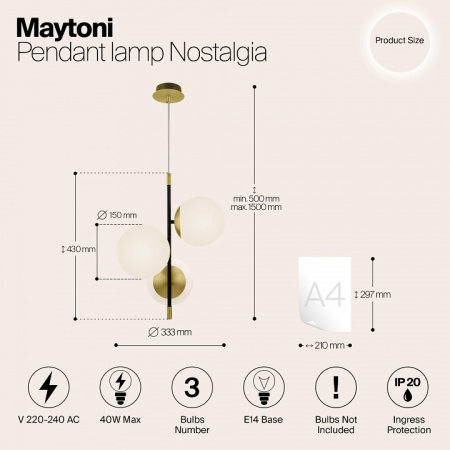 Фото Подвесная люстра Maytoni Nostalgia MOD048PL-03G