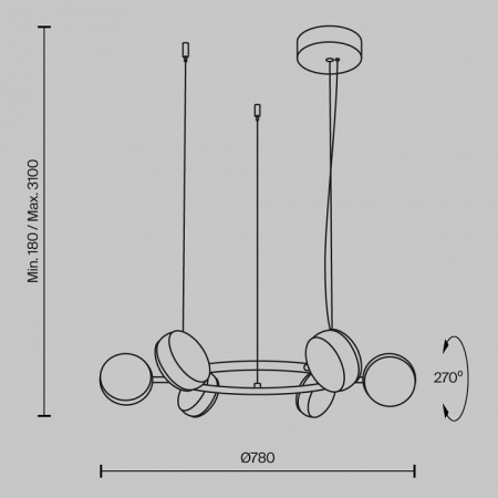Фото Подвесная люстра Maytoni Mind MOD299PL-L60BC3K