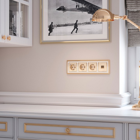 Фото Накладка для розетки телефонной RJ-11 Werkel шампань рифленый W1192010