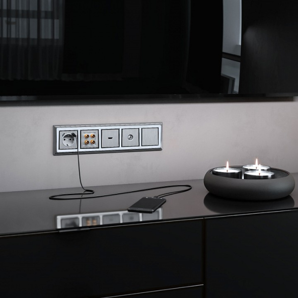 Фото Розетка акустическая без рамки Werkel cеребряный рифленый W1185009