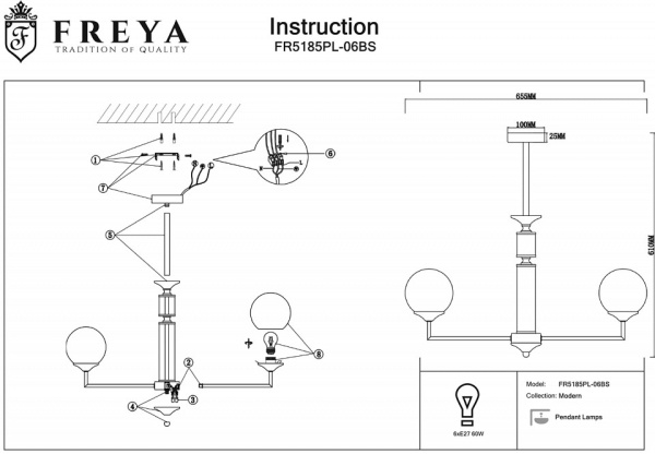 Фото Люстра на штанге Freya Bolas FR5185PL-06BS