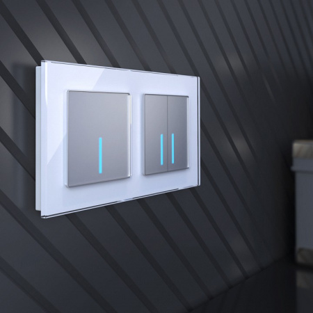 Фото Выключатель одноклавишный с подсветкой без рамки Werkel серебряный W4510006