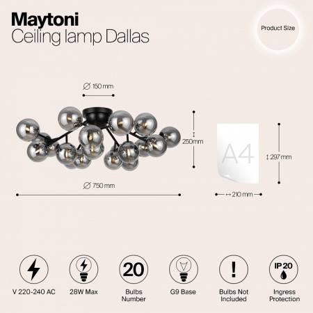 Фото Потолочная люстра Maytoni Dallas MOD545CL-20B
