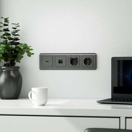 Фото Накладка для розетки HDMI Werkel графит рифленый W1196004