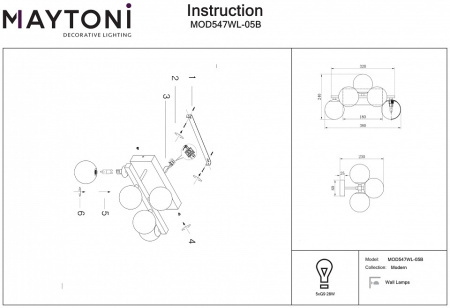 Фото Бра Maytoni Dallas MOD547WL-05B