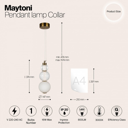Фото Подвесной светильник Maytoni Collar P069PL-L16G3K