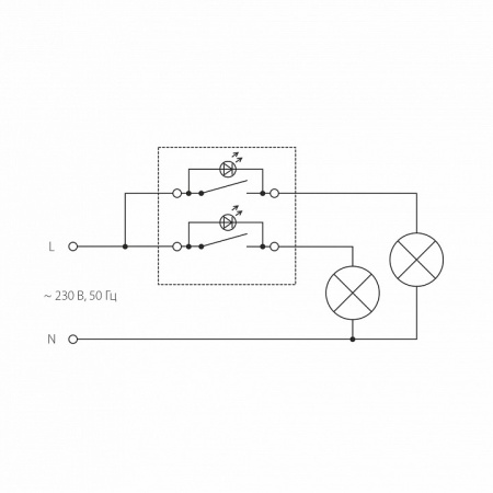 Фото Выключатель двухклавишный с подсветкой без рамки Werkel шампань W1120111