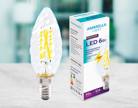 Открыть Лампа светодиодная Ambrella Light С37 E14 6Вт 6400K 202126 Фото Лампа светодиодная Ambrella Light С37 E14 6Вт 6400K 202126