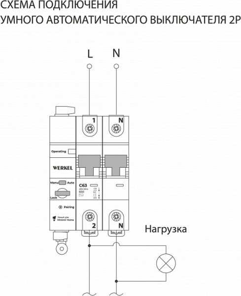 Фото Автоматический выключатель 2P с Wi-Fi Werkel  W1002P6301