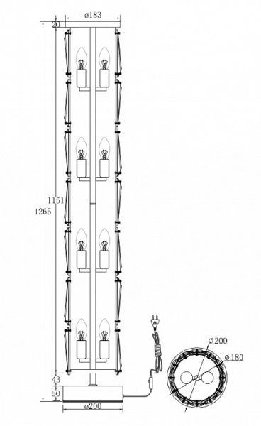 Фото Торшер Maytoni Puntes MOD043FL-08G
