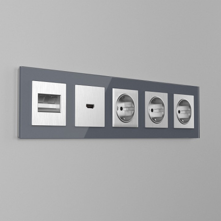 Фото Накладка для розетки Ethernet RJ-45 Werkel серебряный рифленый W1191109