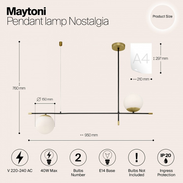 Фото Подвесной светильник Maytoni Nostalgia MOD048PL-02G