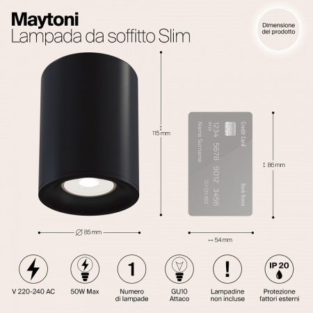 Фото Накладной светильник Maytoni Slim C012CL-01B