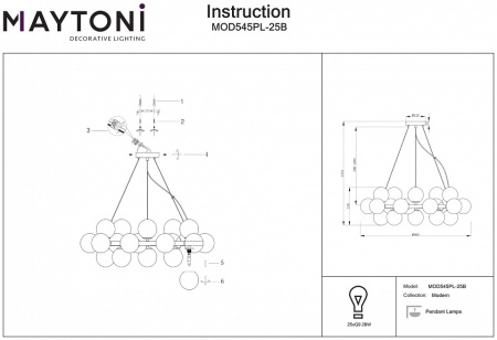Фото Подвесная люстра Maytoni Dallas MOD545PL-25B