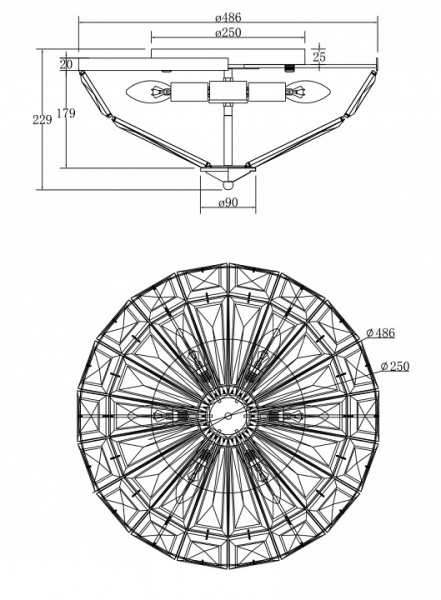 Фото Накладной светильник Maytoni Facet MOD094CL-06G