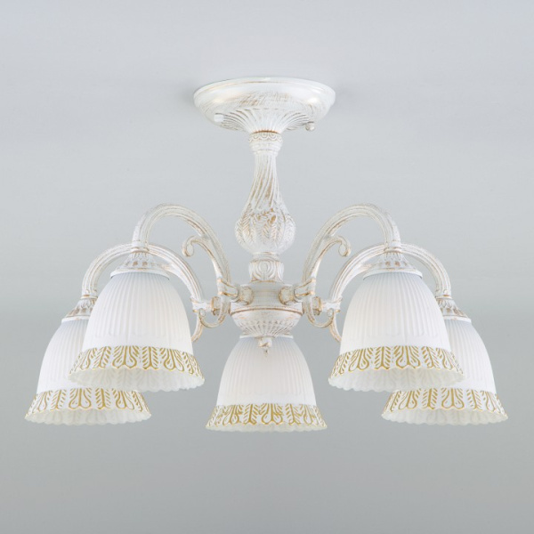 Фото Люстра на штанге Eurosvet Campina 60107/5 белый с золотом