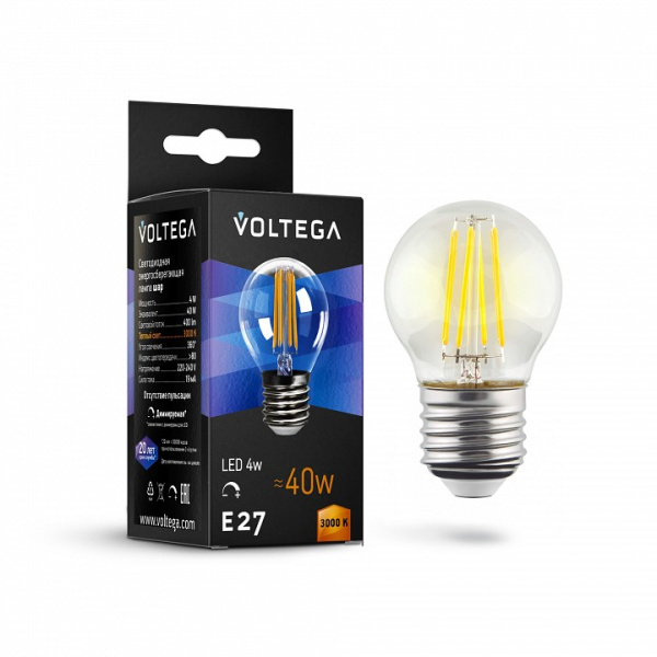 Открыть Лампа светодиодная Voltega Globe dim 5W E27 5Вт 3000K 8466 Фото Лампа светодиодная Voltega Globe dim 5W E27 5Вт 3000K 8466