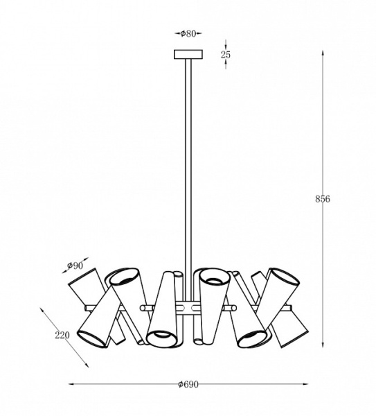 Фото Люстра на штанге Maytoni Giro MOD095PL-14BS
