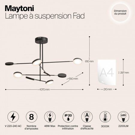 Фото Люстра на штанге Maytoni Fad MOD070PL-L48B3K