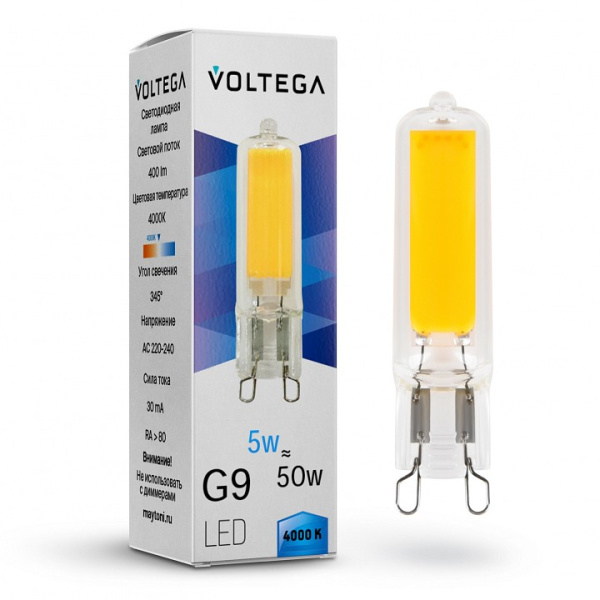 Открыть Лампа светодиодная Voltega Capsule G9 G9 5Вт 4000K 7182 Фото Лампа светодиодная Voltega Capsule G9 G9 5Вт 4000K 7182