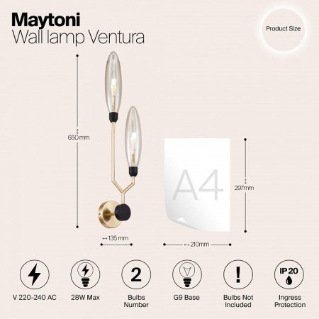Фото Бра Maytoni Ventura MOD012WL-02G