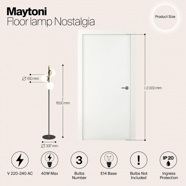 Фото Торшер Maytoni Nostalgia MOD048FL-03G