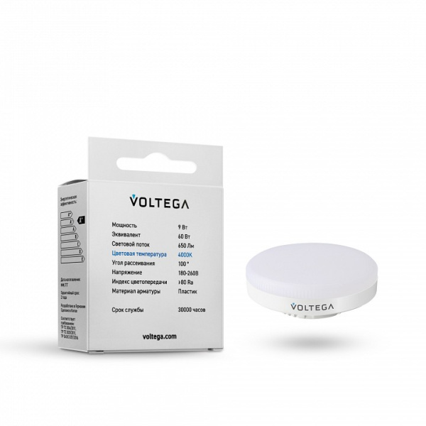 Открыть Лампа светодиодная Voltega GX53 9W GX53 9Вт 4000K 7773 Фото Лампа светодиодная Voltega GX53 9W GX53 9Вт 4000K 7773
