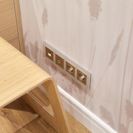 Фото Накладка для розетки телефонной RJ-11 Werkel шампань рифленый W1192010