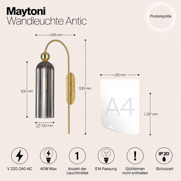 Фото Бра Maytoni Antic MOD302WL-01GR